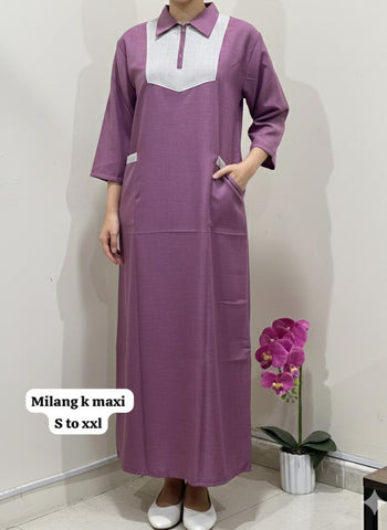 Contrast Collar Maxi Dress