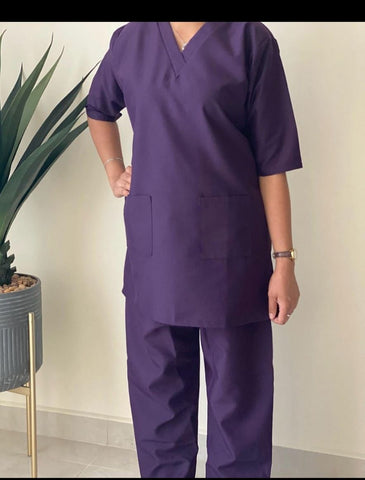 Classic V-Neck Scrub Set (Purple)